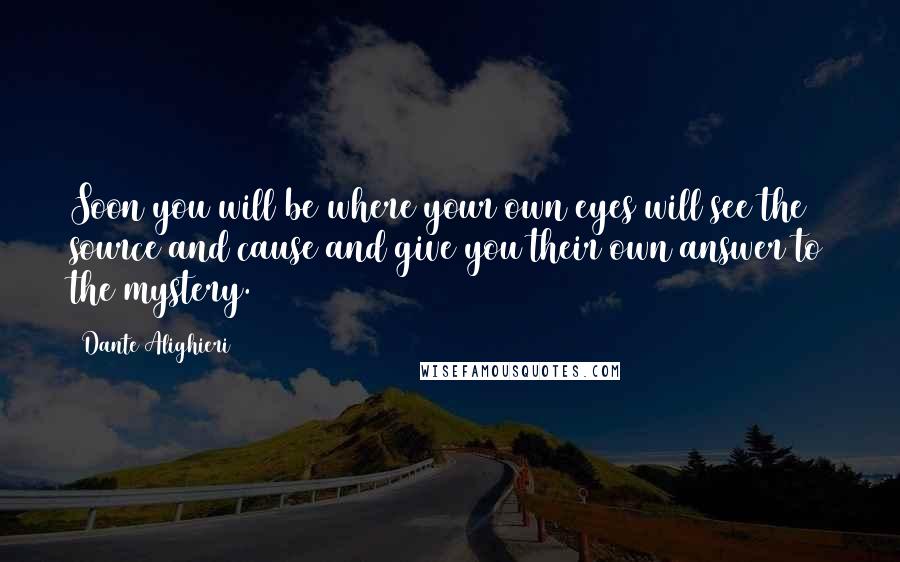 Dante Alighieri Quotes: Soon you will be where your own eyes will see the source and cause and give you their own answer to the mystery.