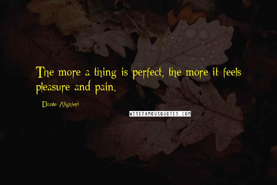 Dante Alighieri Quotes: The more a thing is perfect, the more it feels pleasure and pain.