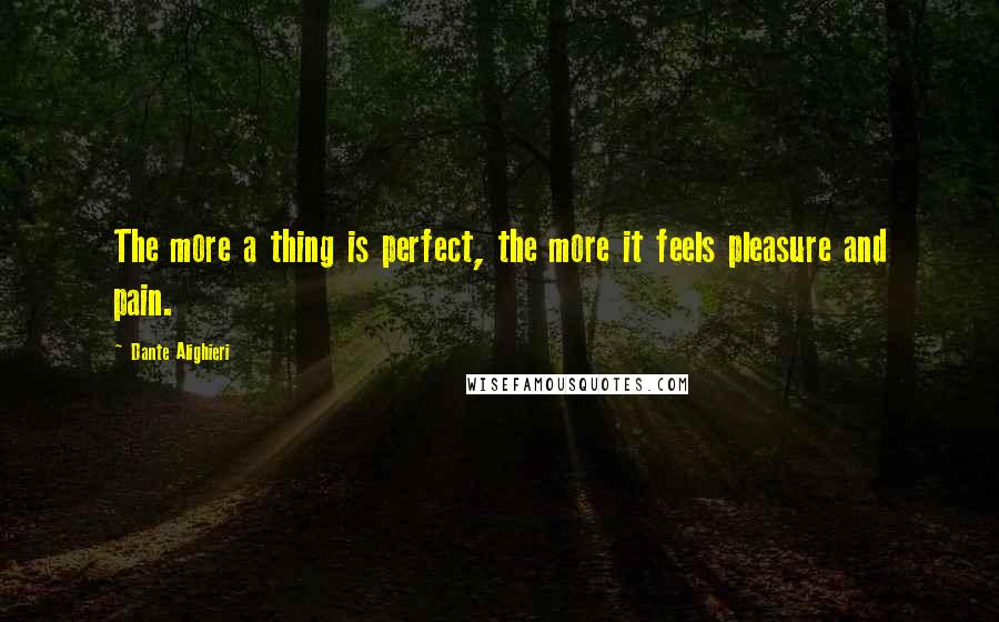 Dante Alighieri Quotes: The more a thing is perfect, the more it feels pleasure and pain.