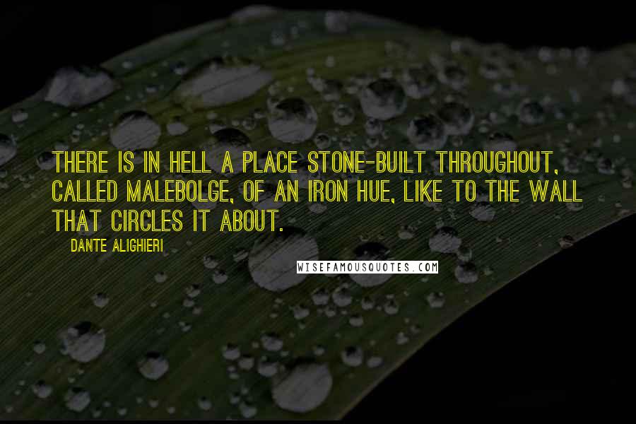 Dante Alighieri Quotes: There is in hell a place stone-built throughout, Called Malebolge, of an iron hue, Like to the wall that circles it about.