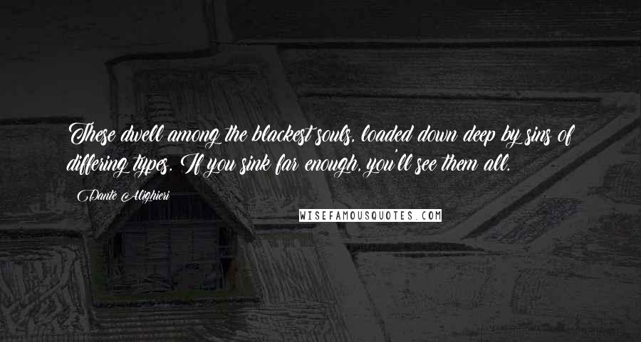 Dante Alighieri Quotes: These dwell among the blackest souls, loaded down deep by sins of differing types. If you sink far enough, you'll see them all.