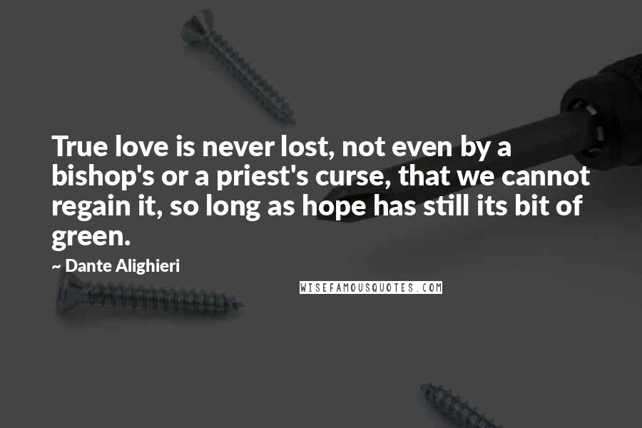 Dante Alighieri Quotes: True love is never lost, not even by a bishop's or a priest's curse, that we cannot regain it, so long as hope has still its bit of green.