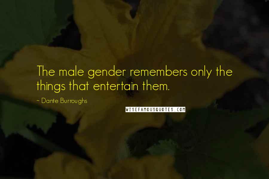 Dante Burroughs Quotes: The male gender remembers only the things that entertain them.