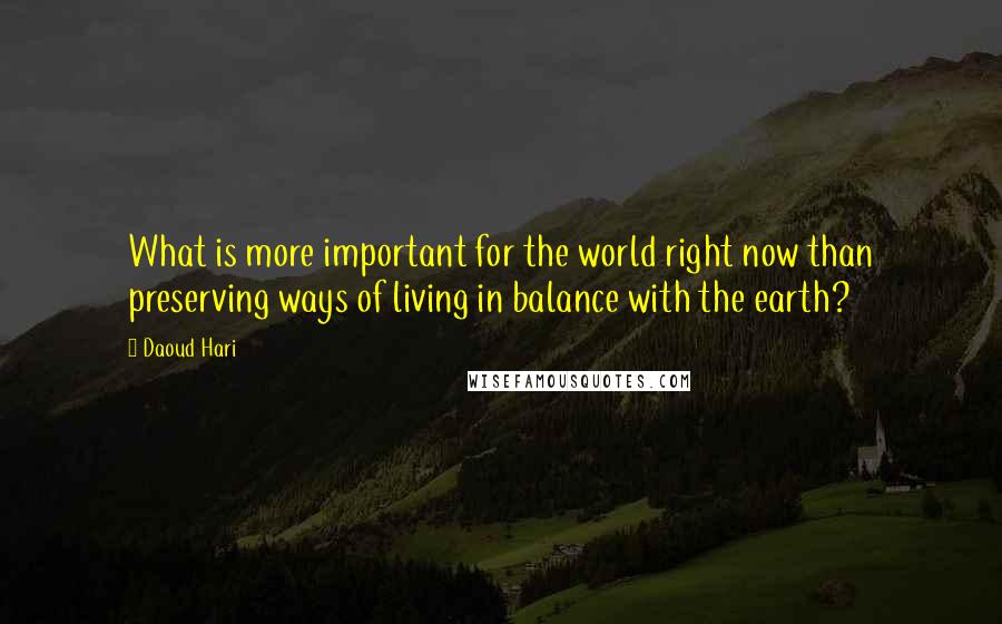 Daoud Hari Quotes: What is more important for the world right now than preserving ways of living in balance with the earth?