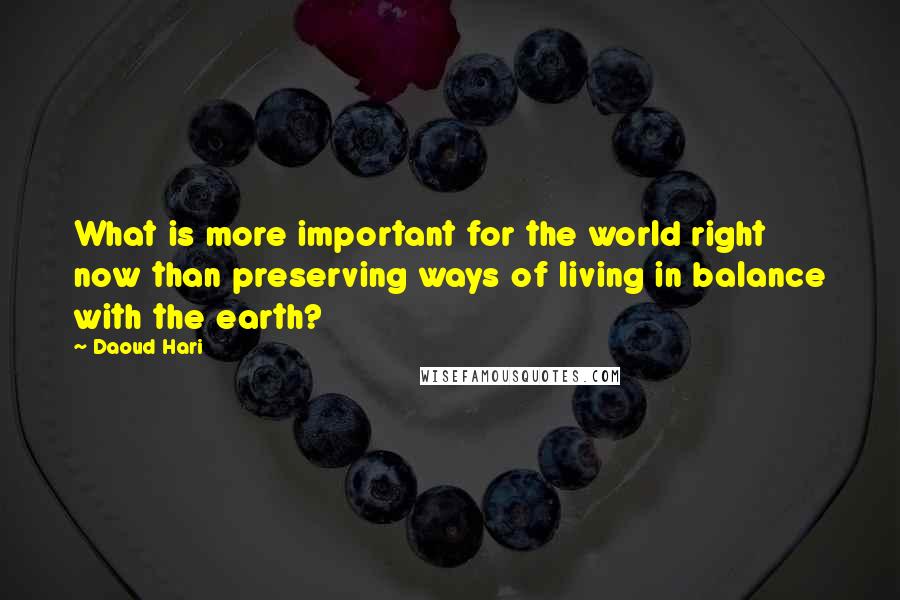 Daoud Hari Quotes: What is more important for the world right now than preserving ways of living in balance with the earth?