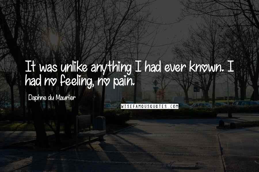 Daphne Du Maurier Quotes: It was unlike anything I had ever known. I had no feeling, no pain.