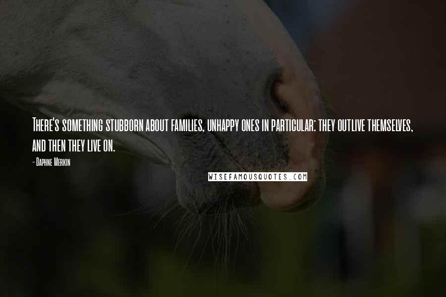 Daphne Merkin Quotes: There's something stubborn about families, unhappy ones in particular: they outlive themselves, and then they live on.