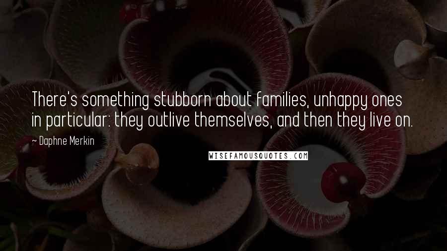 Daphne Merkin Quotes: There's something stubborn about families, unhappy ones in particular: they outlive themselves, and then they live on.