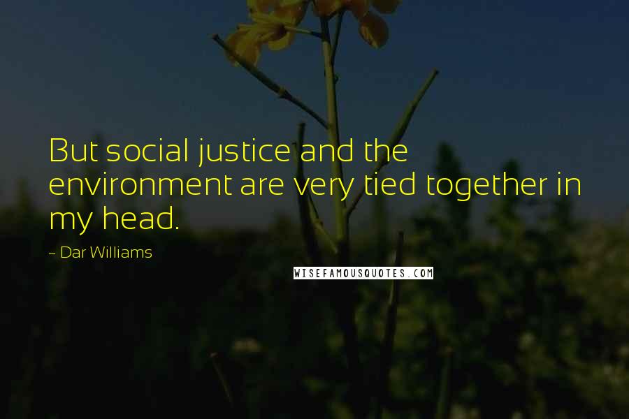 Dar Williams Quotes: But social justice and the environment are very tied together in my head.