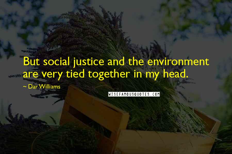 Dar Williams Quotes: But social justice and the environment are very tied together in my head.