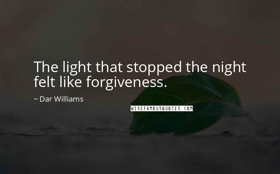 Dar Williams Quotes: The light that stopped the night felt like forgiveness.