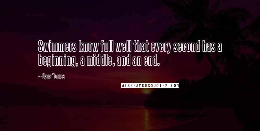 Dara Torres Quotes: Swimmers know full well that every second has a beginning, a middle, and an end.