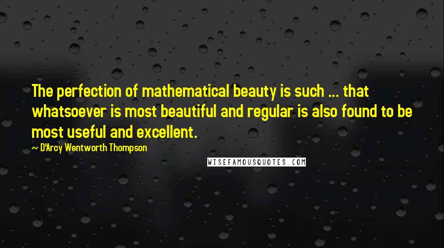 D'Arcy Wentworth Thompson Quotes: The perfection of mathematical beauty is such ... that whatsoever is most beautiful and regular is also found to be most useful and excellent.