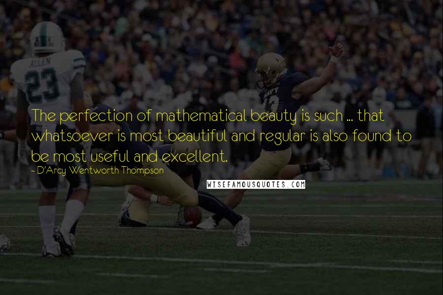 D'Arcy Wentworth Thompson Quotes: The perfection of mathematical beauty is such ... that whatsoever is most beautiful and regular is also found to be most useful and excellent.