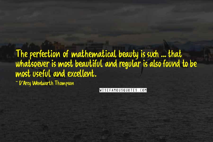 D'Arcy Wentworth Thompson Quotes: The perfection of mathematical beauty is such ... that whatsoever is most beautiful and regular is also found to be most useful and excellent.