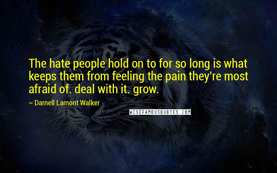 Darnell Lamont Walker Quotes: The hate people hold on to for so long is what keeps them from feeling the pain they're most afraid of. deal with it. grow.