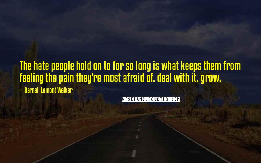 Darnell Lamont Walker Quotes: The hate people hold on to for so long is what keeps them from feeling the pain they're most afraid of. deal with it. grow.