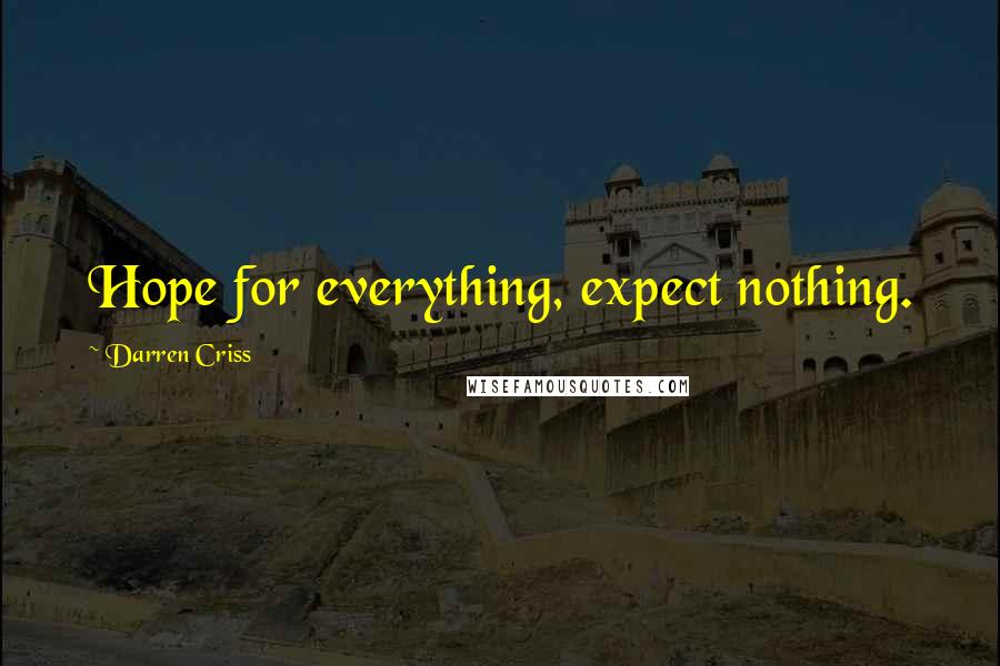 Darren Criss Quotes: Hope for everything, expect nothing.