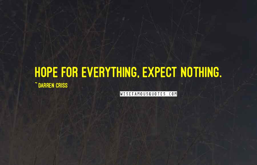 Darren Criss Quotes: Hope for everything, expect nothing.