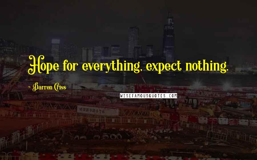 Darren Criss Quotes: Hope for everything, expect nothing.