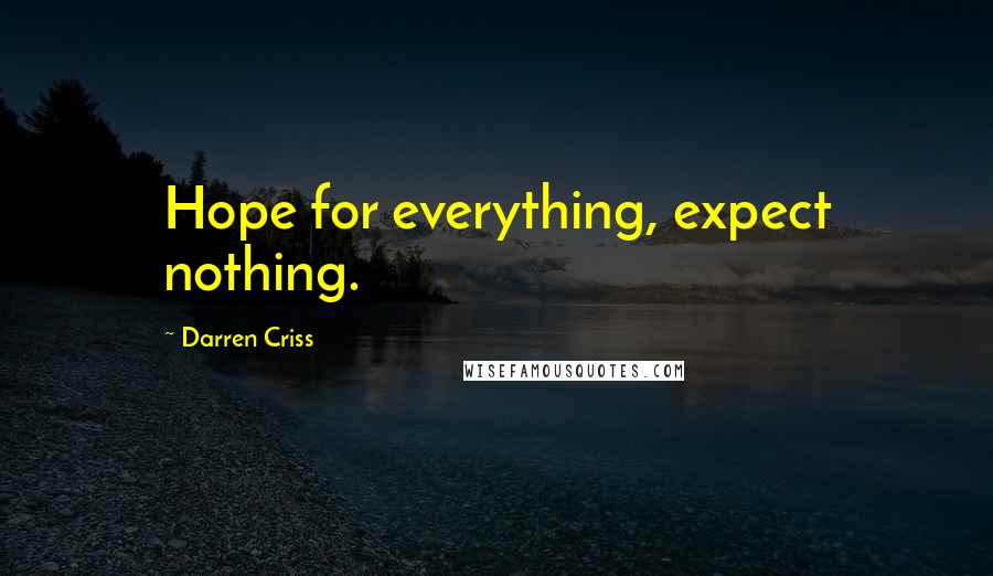 Darren Criss Quotes: Hope for everything, expect nothing.