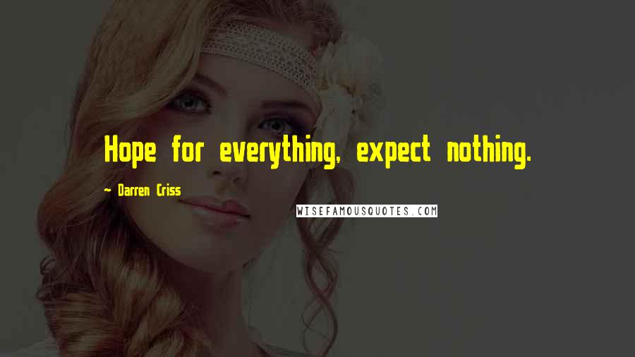 Darren Criss Quotes: Hope for everything, expect nothing.
