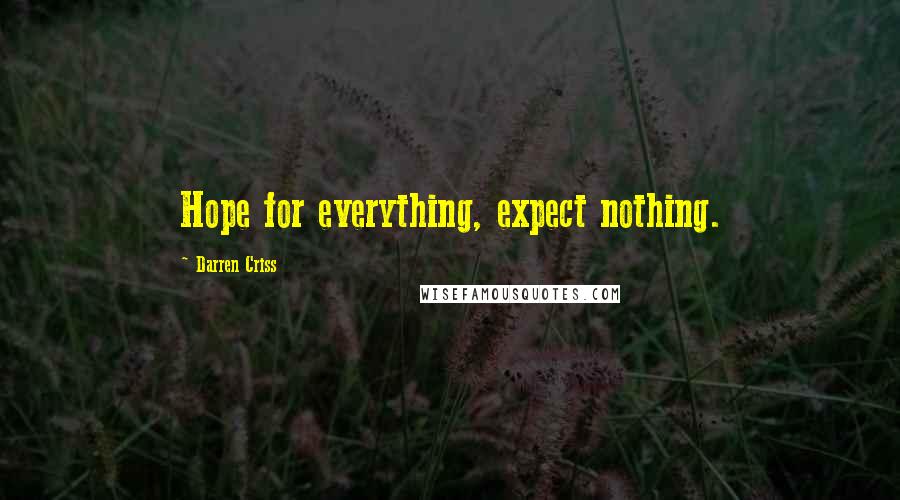 Darren Criss Quotes: Hope for everything, expect nothing.