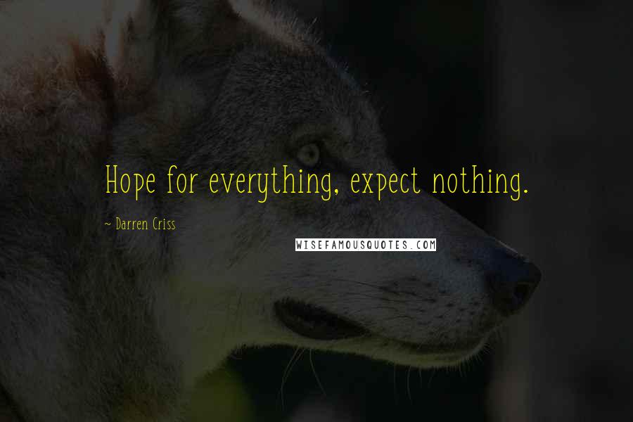 Darren Criss Quotes: Hope for everything, expect nothing.