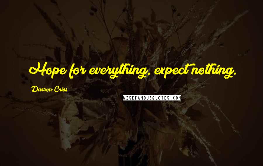 Darren Criss Quotes: Hope for everything, expect nothing.