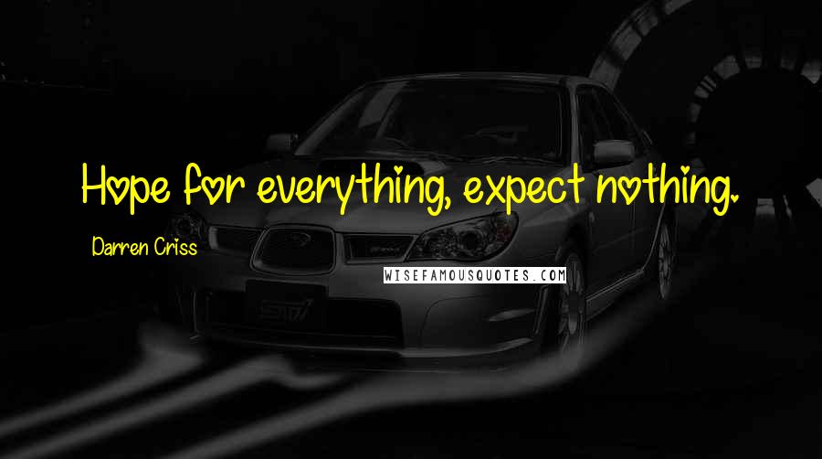 Darren Criss Quotes: Hope for everything, expect nothing.