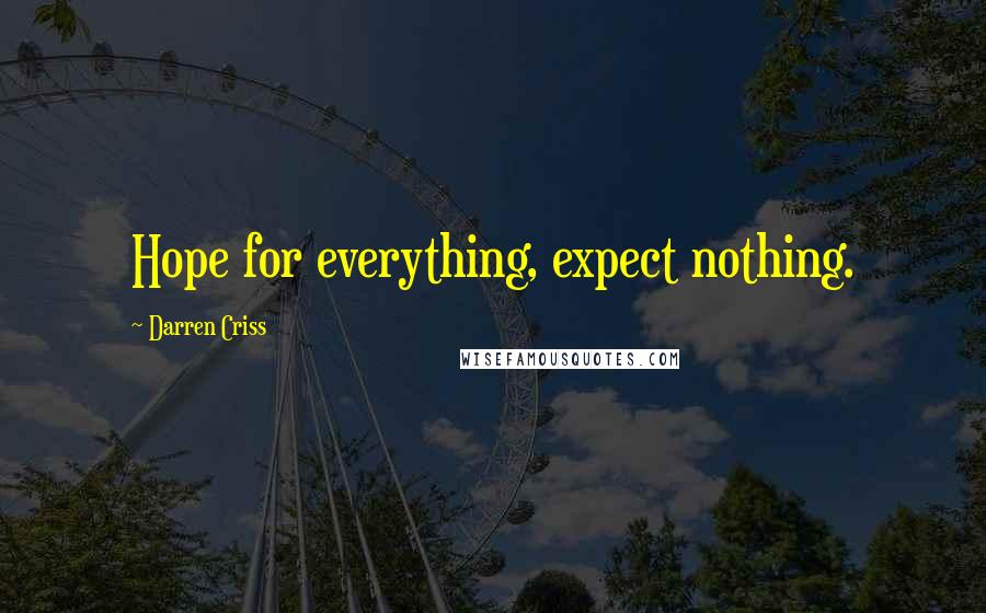 Darren Criss Quotes: Hope for everything, expect nothing.
