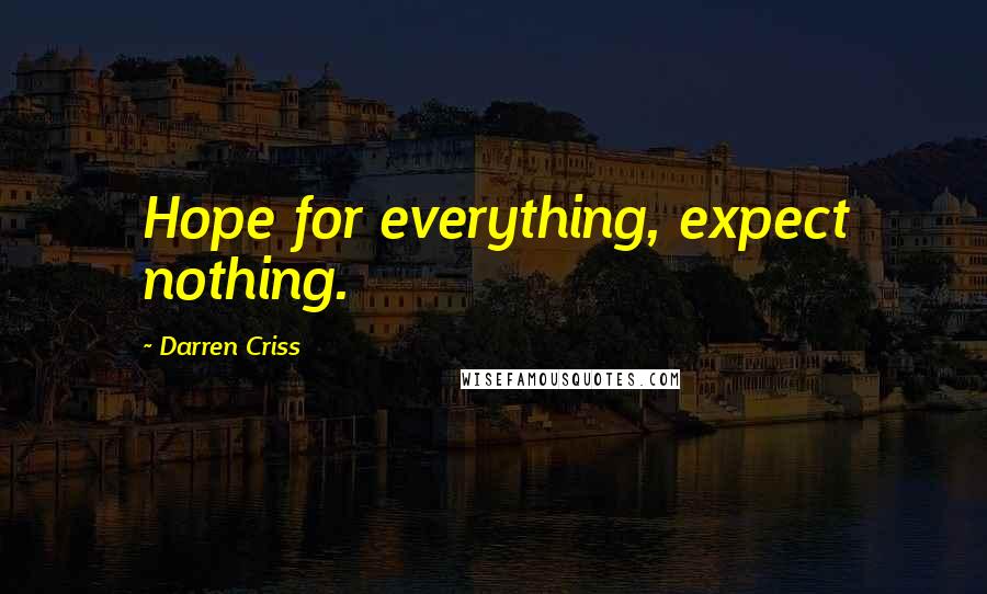 Darren Criss Quotes: Hope for everything, expect nothing.