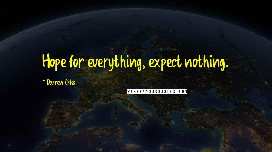 Darren Criss Quotes: Hope for everything, expect nothing.