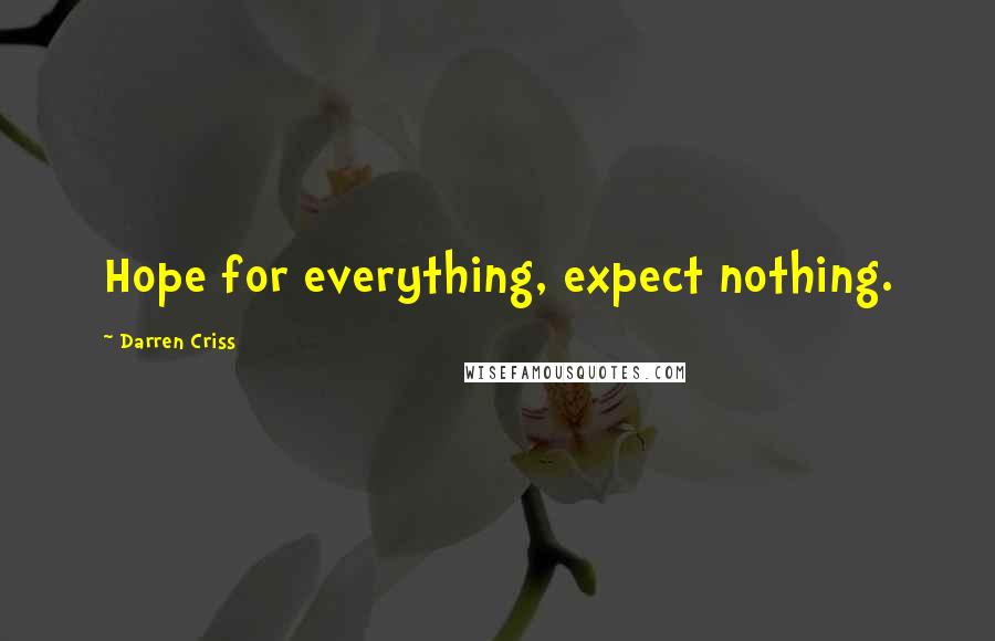 Darren Criss Quotes: Hope for everything, expect nothing.