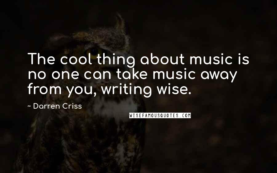 Darren Criss Quotes: The cool thing about music is no one can take music away from you, writing wise.