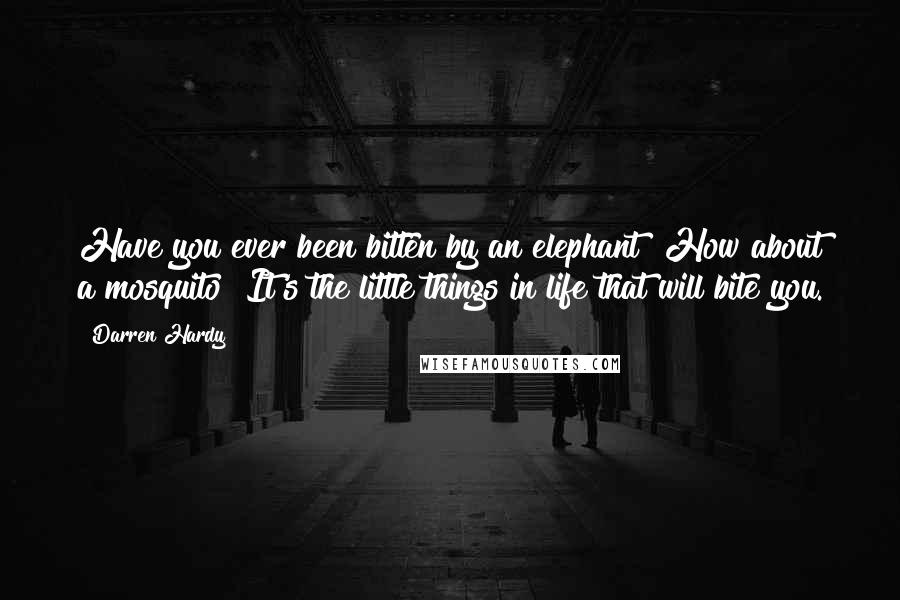 Darren Hardy Quotes: Have you ever been bitten by an elephant? How about a mosquito? It's the little things in life that will bite you.