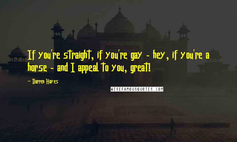 Darren Hayes Quotes: If you're straight, if you're gay - hey, if you're a horse - and I appeal to you, great!