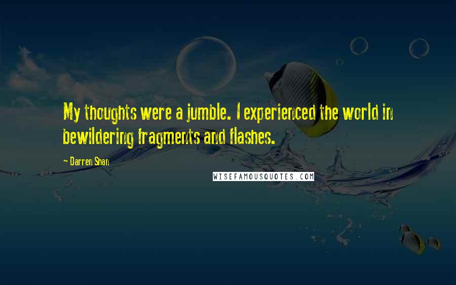 Darren Shan Quotes: My thoughts were a jumble. I experienced the world in bewildering fragments and flashes.