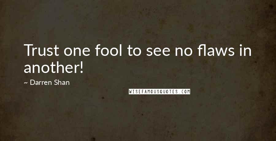 Darren Shan Quotes: Trust one fool to see no flaws in another!