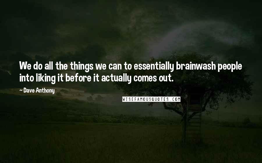 Dave Anthony Quotes: We do all the things we can to essentially brainwash people into liking it before it actually comes out.