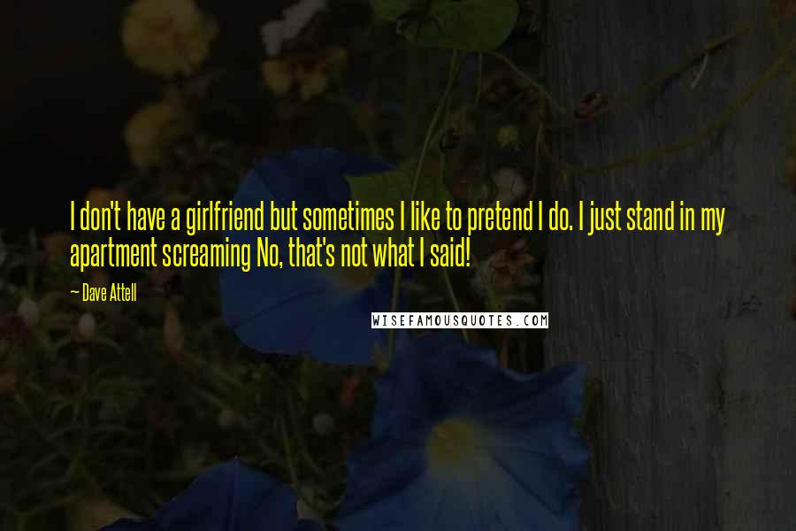 Dave Attell Quotes: I don't have a girlfriend but sometimes I like to pretend I do. I just stand in my apartment screaming No, that's not what I said!