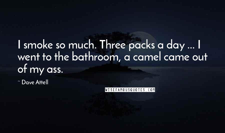 Dave Attell Quotes: I smoke so much. Three packs a day ... I went to the bathroom, a camel came out of my ass.
