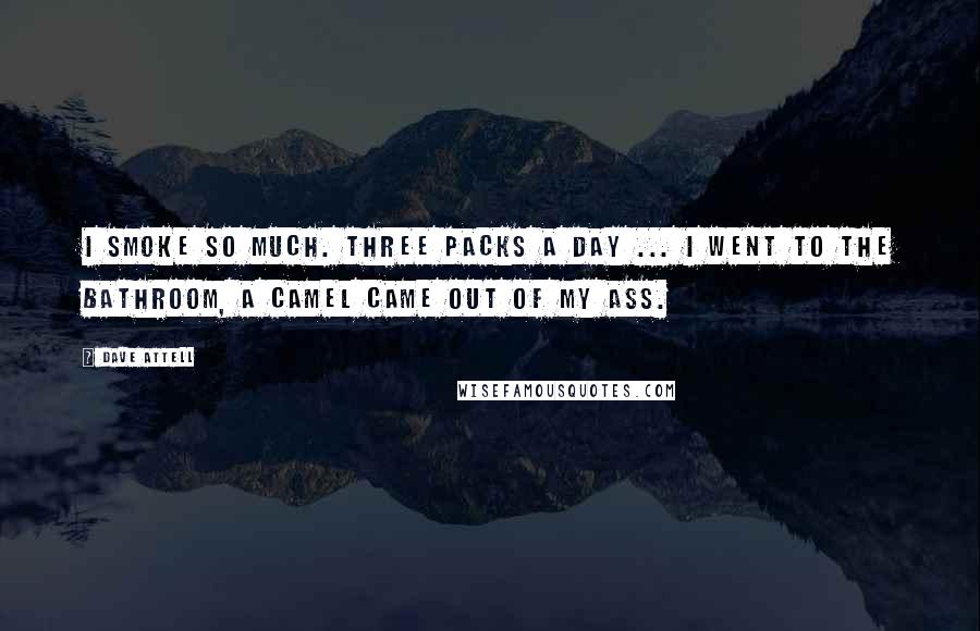 Dave Attell Quotes: I smoke so much. Three packs a day ... I went to the bathroom, a camel came out of my ass.