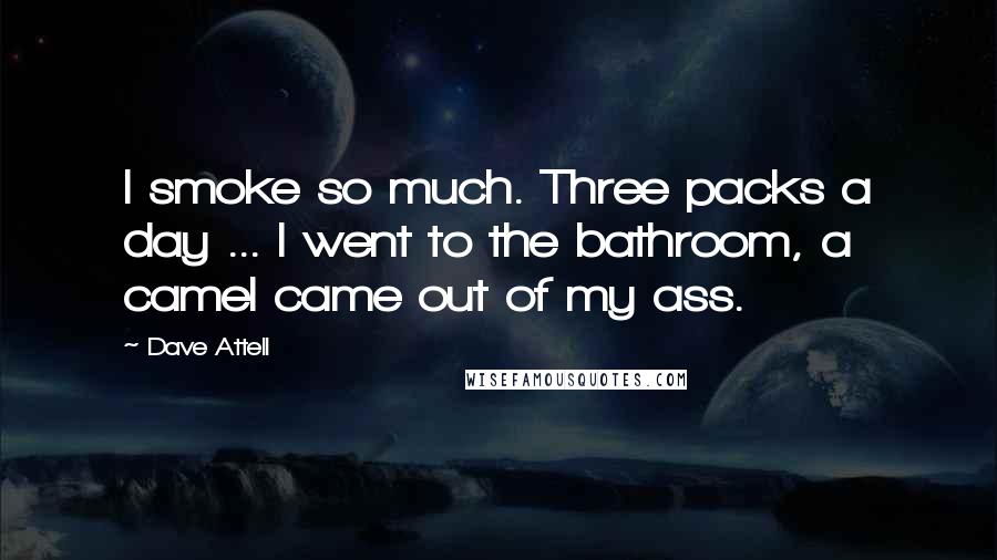 Dave Attell Quotes: I smoke so much. Three packs a day ... I went to the bathroom, a camel came out of my ass.