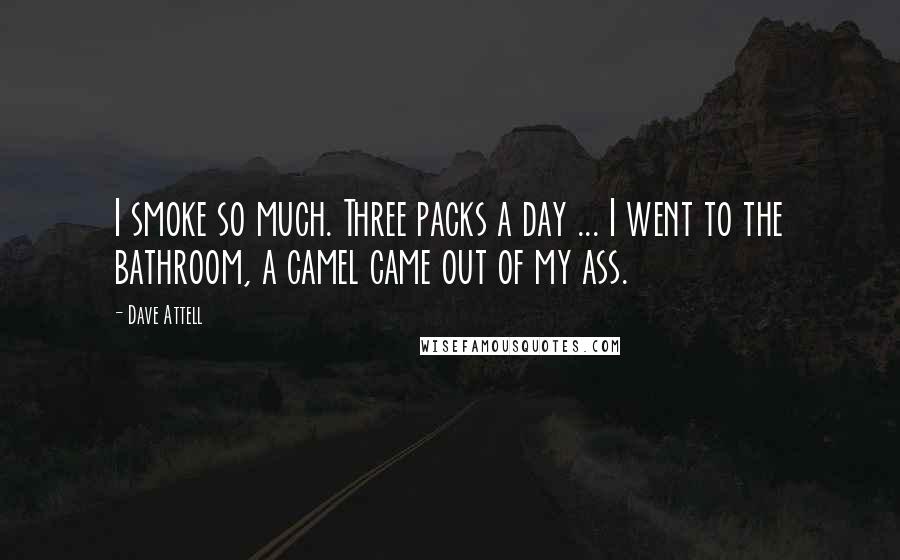 Dave Attell Quotes: I smoke so much. Three packs a day ... I went to the bathroom, a camel came out of my ass.