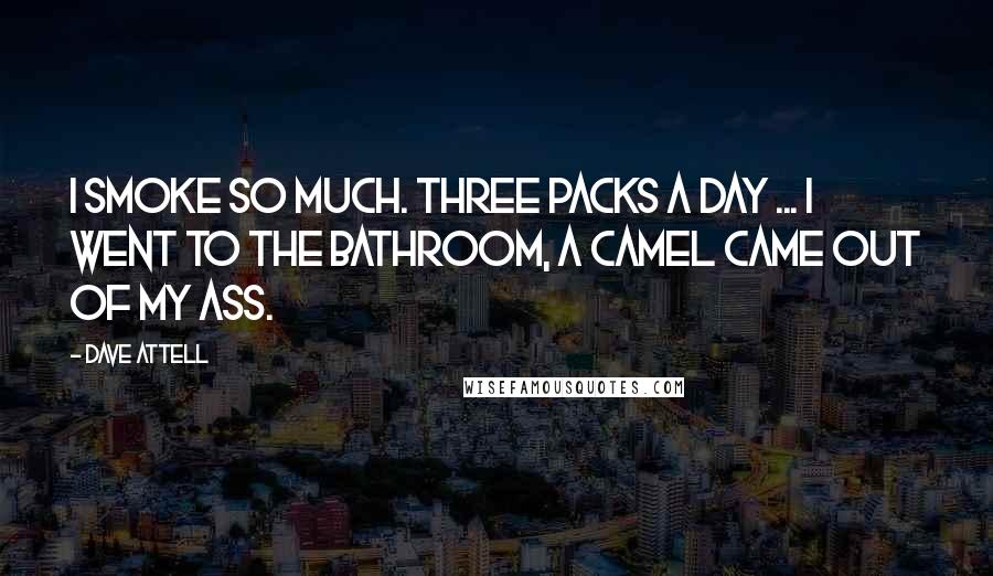Dave Attell Quotes: I smoke so much. Three packs a day ... I went to the bathroom, a camel came out of my ass.