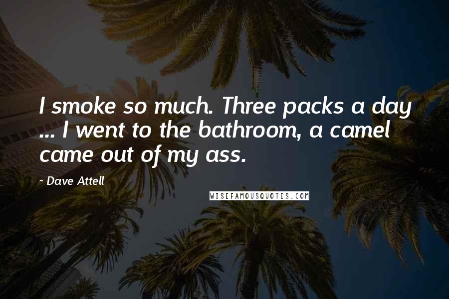 Dave Attell Quotes: I smoke so much. Three packs a day ... I went to the bathroom, a camel came out of my ass.