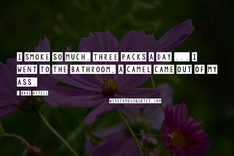 Dave Attell Quotes: I smoke so much. Three packs a day ... I went to the bathroom, a camel came out of my ass.