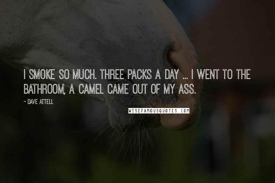Dave Attell Quotes: I smoke so much. Three packs a day ... I went to the bathroom, a camel came out of my ass.