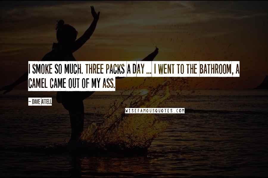Dave Attell Quotes: I smoke so much. Three packs a day ... I went to the bathroom, a camel came out of my ass.